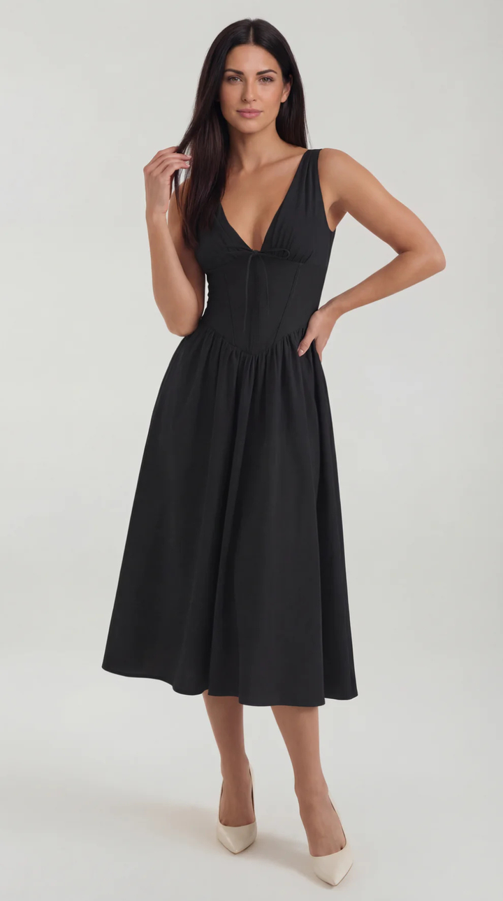 Vestido midi con escote en V Cassiopeia