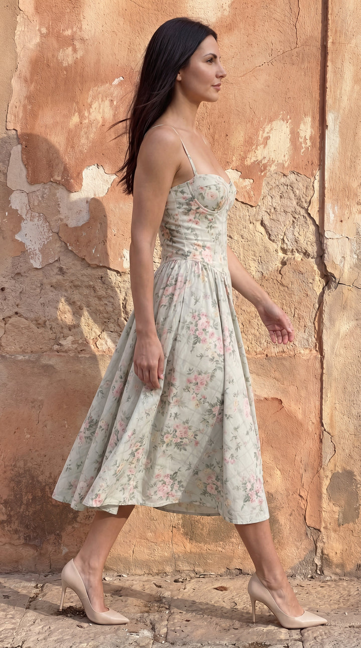 Vestido midi con corsé Odette