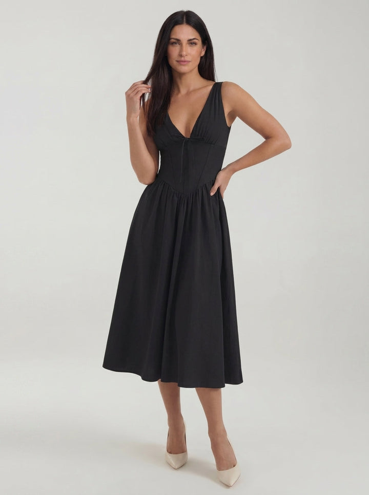 Vestido midi con escote en V Cassiopeia