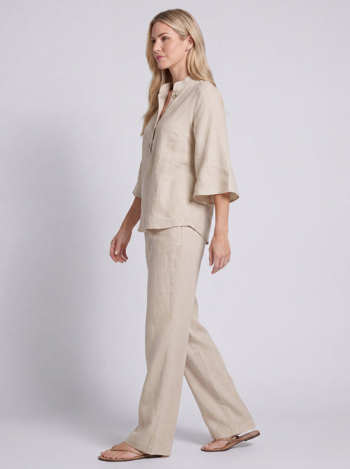 Mariel | Conjunto efecto algodón y lino con mangas murciélago y pantalones anchos