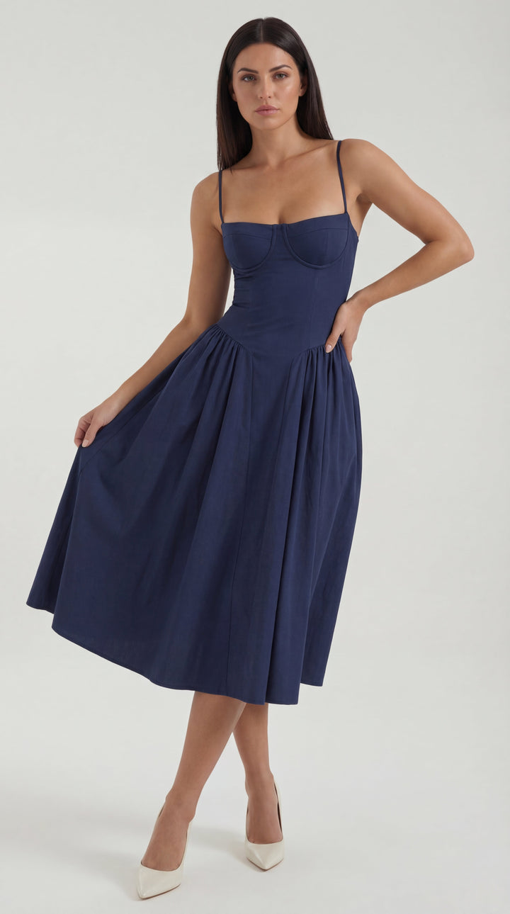 Vestido midi con corsé Odette