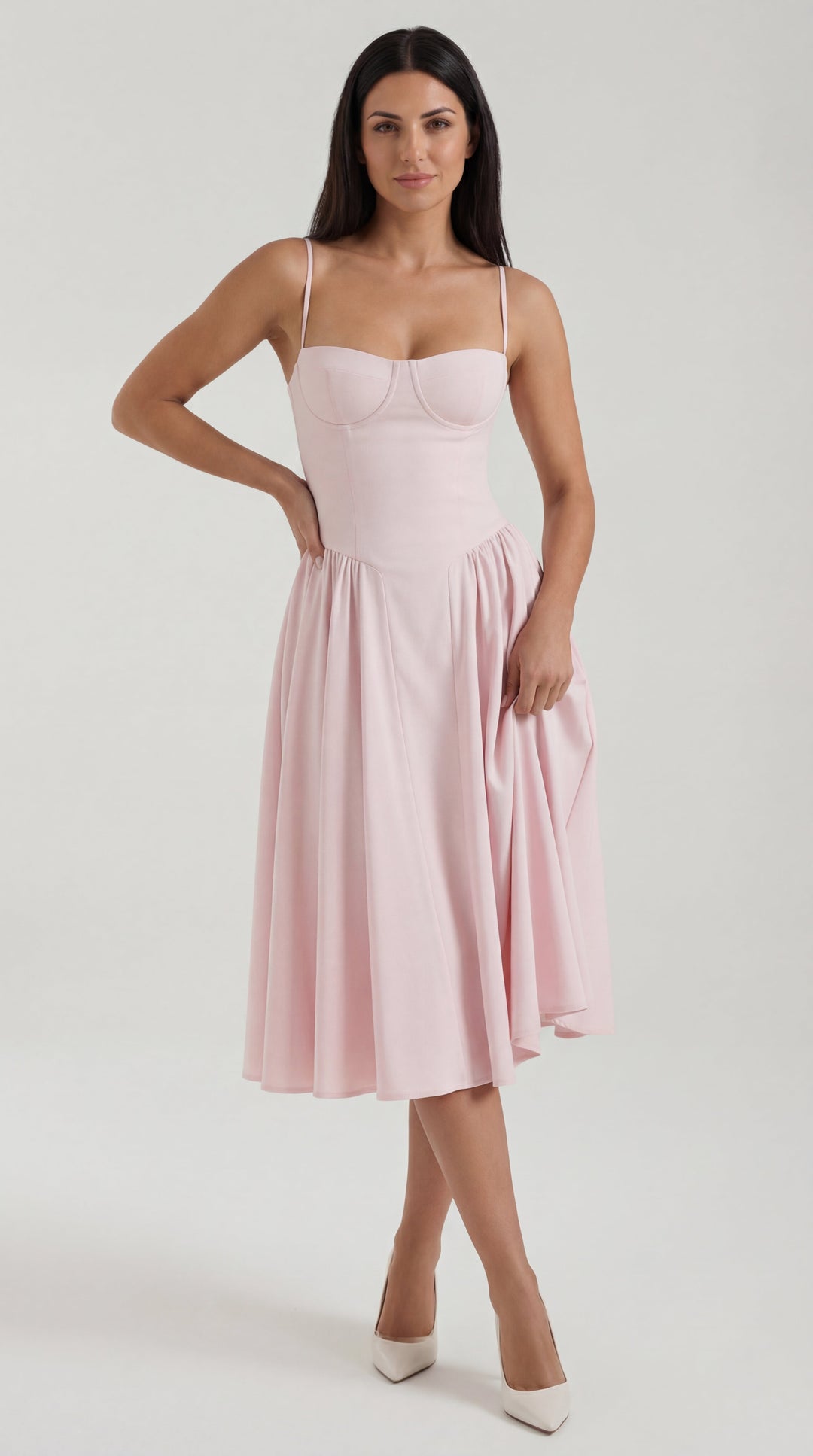 Vestido midi con corsé Odette