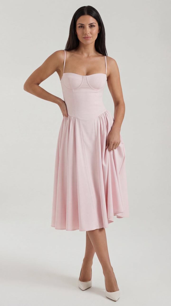 Vestido midi con corsé Odette