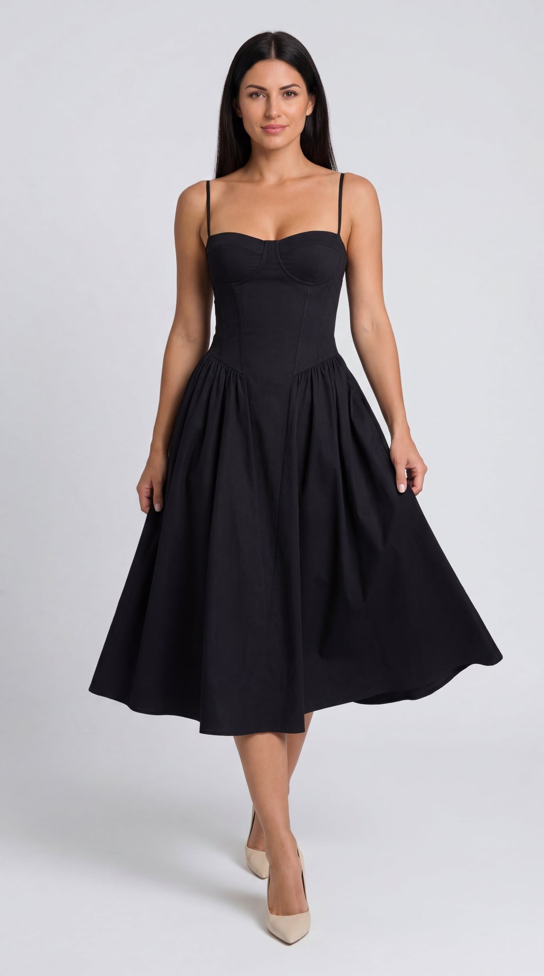 Vestido midi con corsé Odette