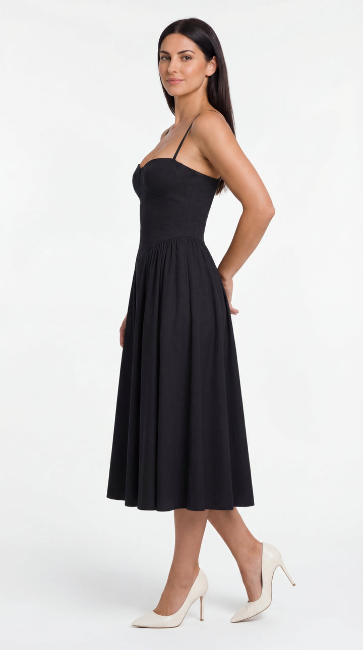 Vestido midi con corsé Odette