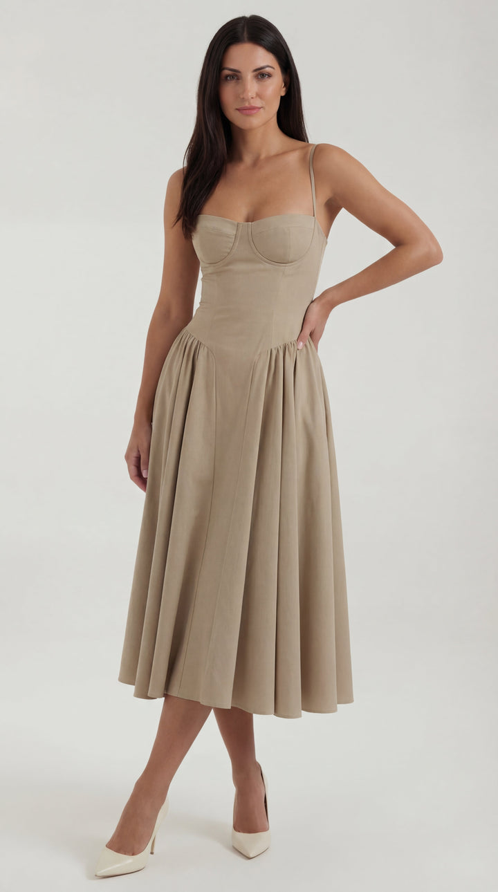 Vestido midi con corsé Odette