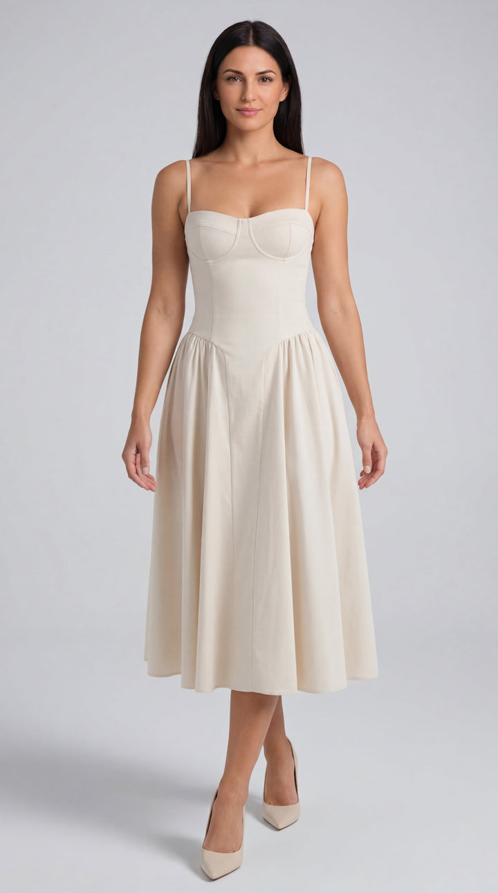Vestido midi con corsé Odette