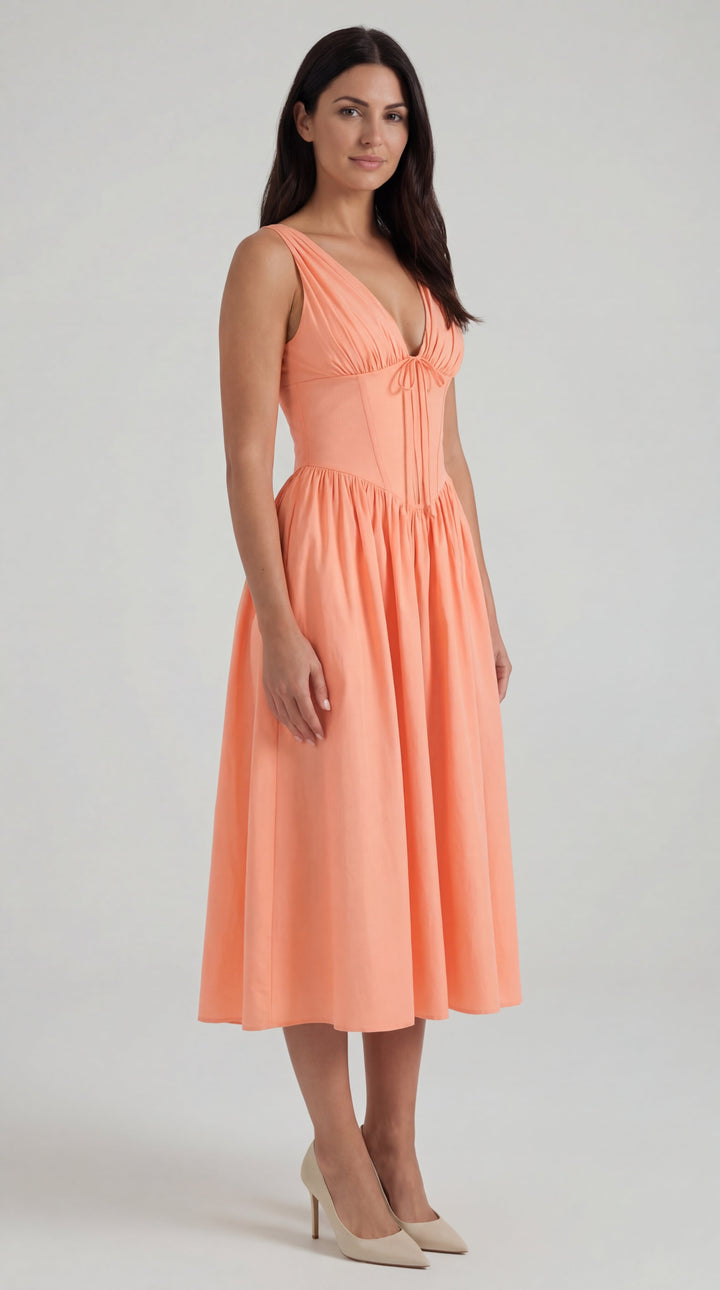 Vestido midi con escote en V Cassiopeia