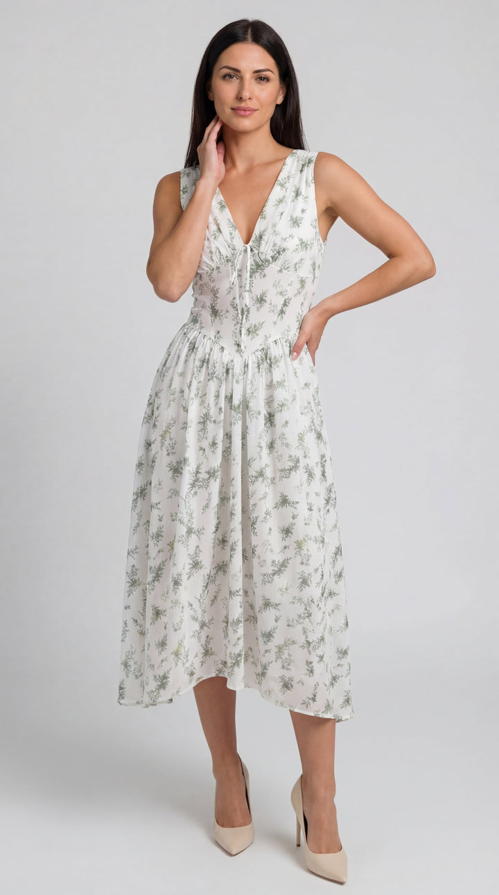 Vestido midi con escote en V Cassiopeia