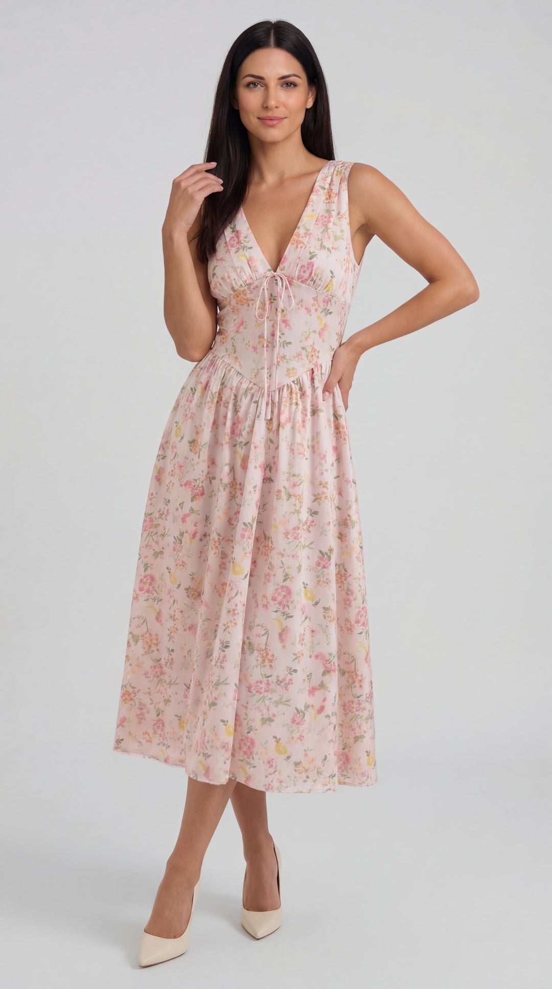 Vestido midi con escote en V Cassiopeia