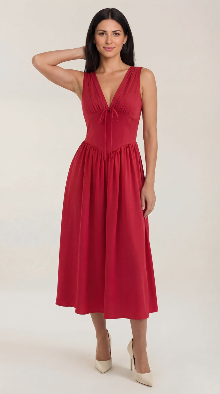 Vestido midi con escote en V Cassiopeia