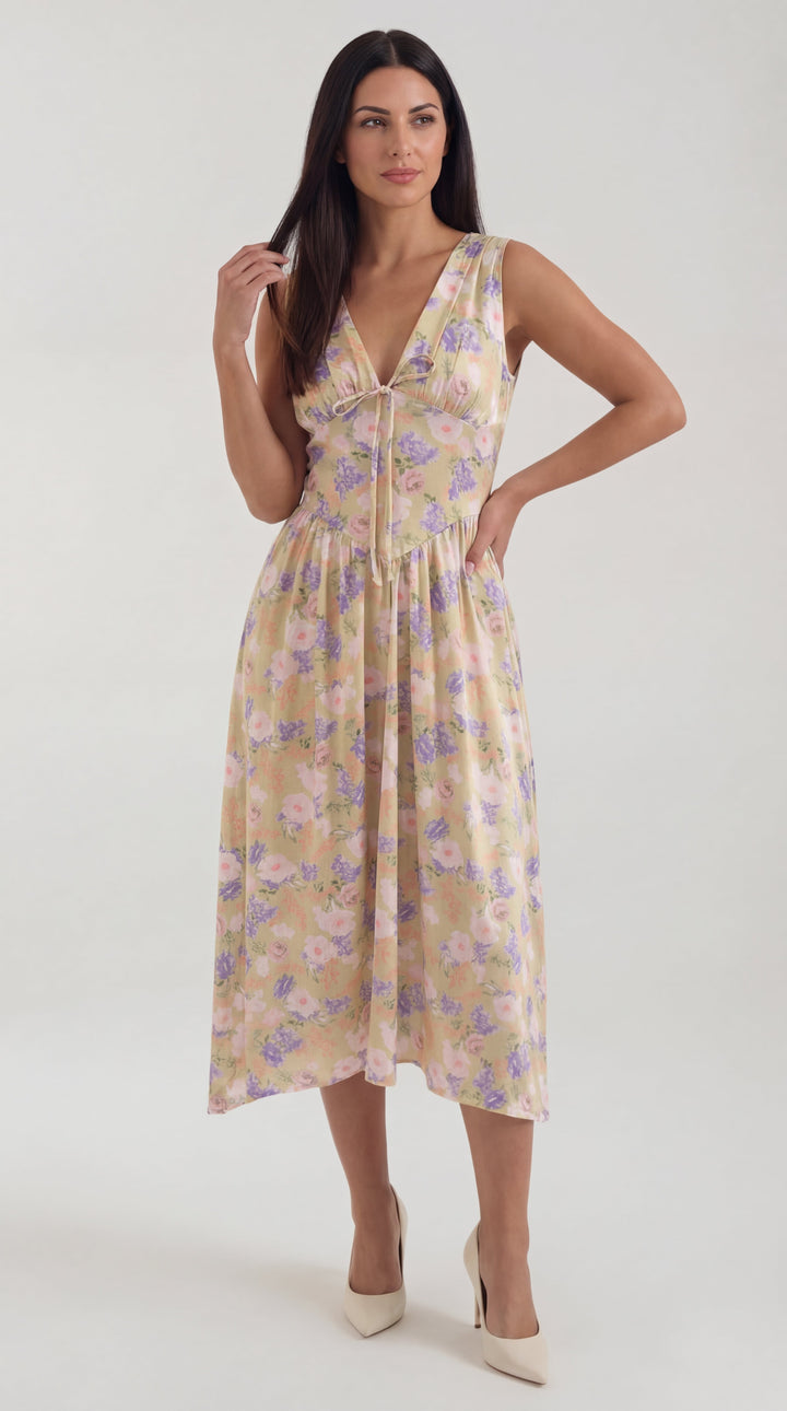 Vestido midi con escote en V Cassiopeia