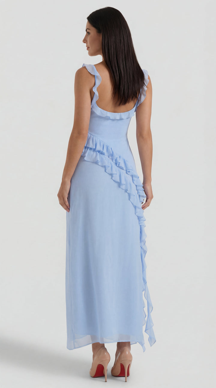 Vestido largo de Susan con volantes
