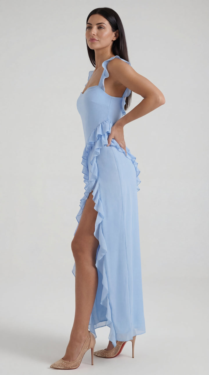 Vestido largo de Susan con volantes