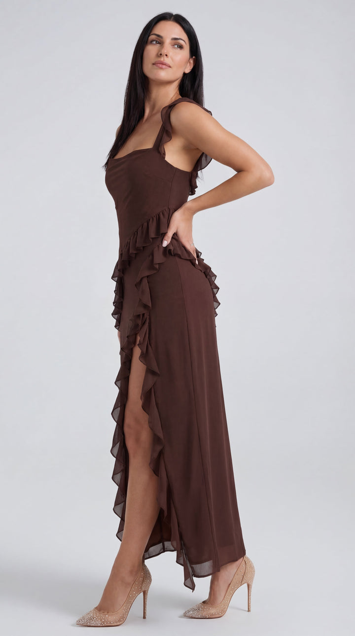 Vestido largo de Susan con volantes