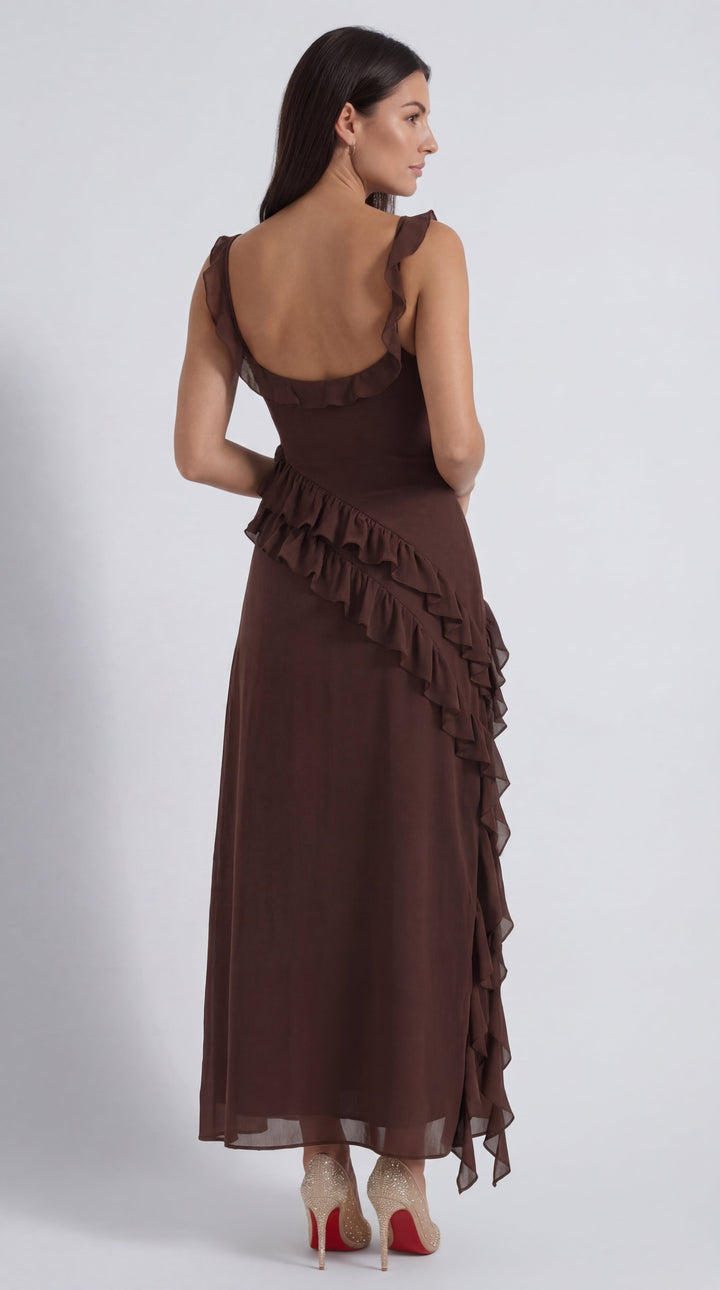 Vestido largo de Susan con volantes