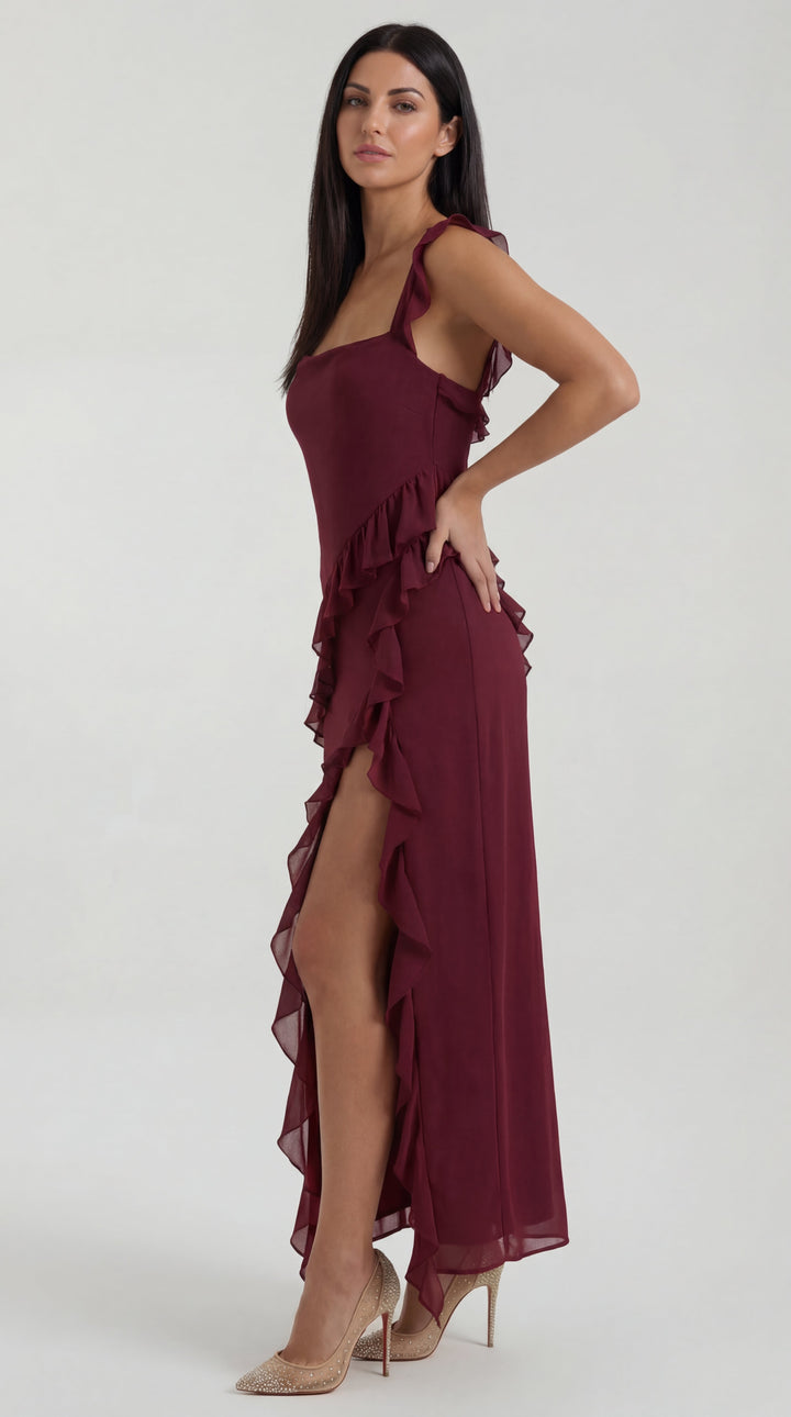 Vestido largo de Susan con volantes