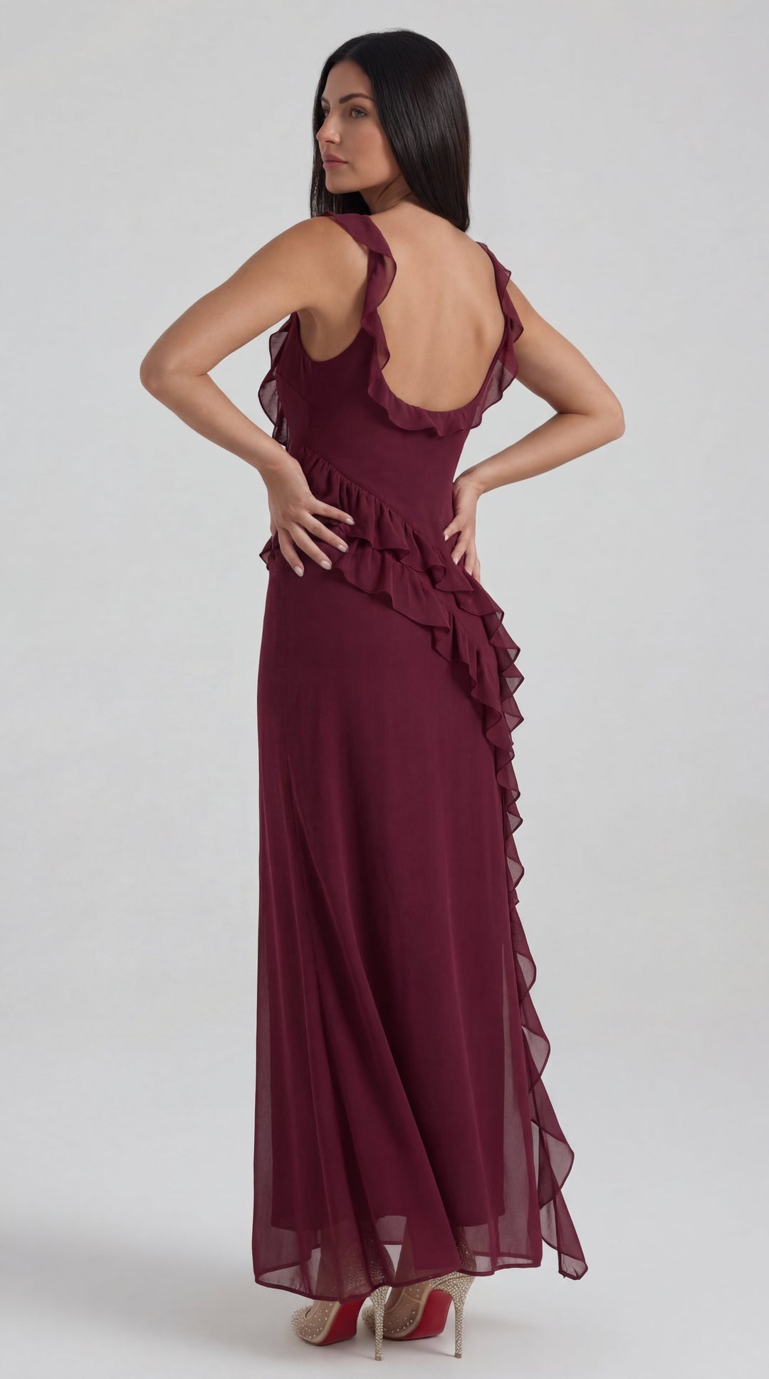 Vestido largo de Susan con volantes