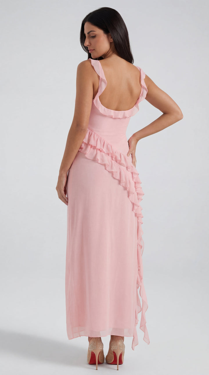 Vestido largo de Susan con volantes
