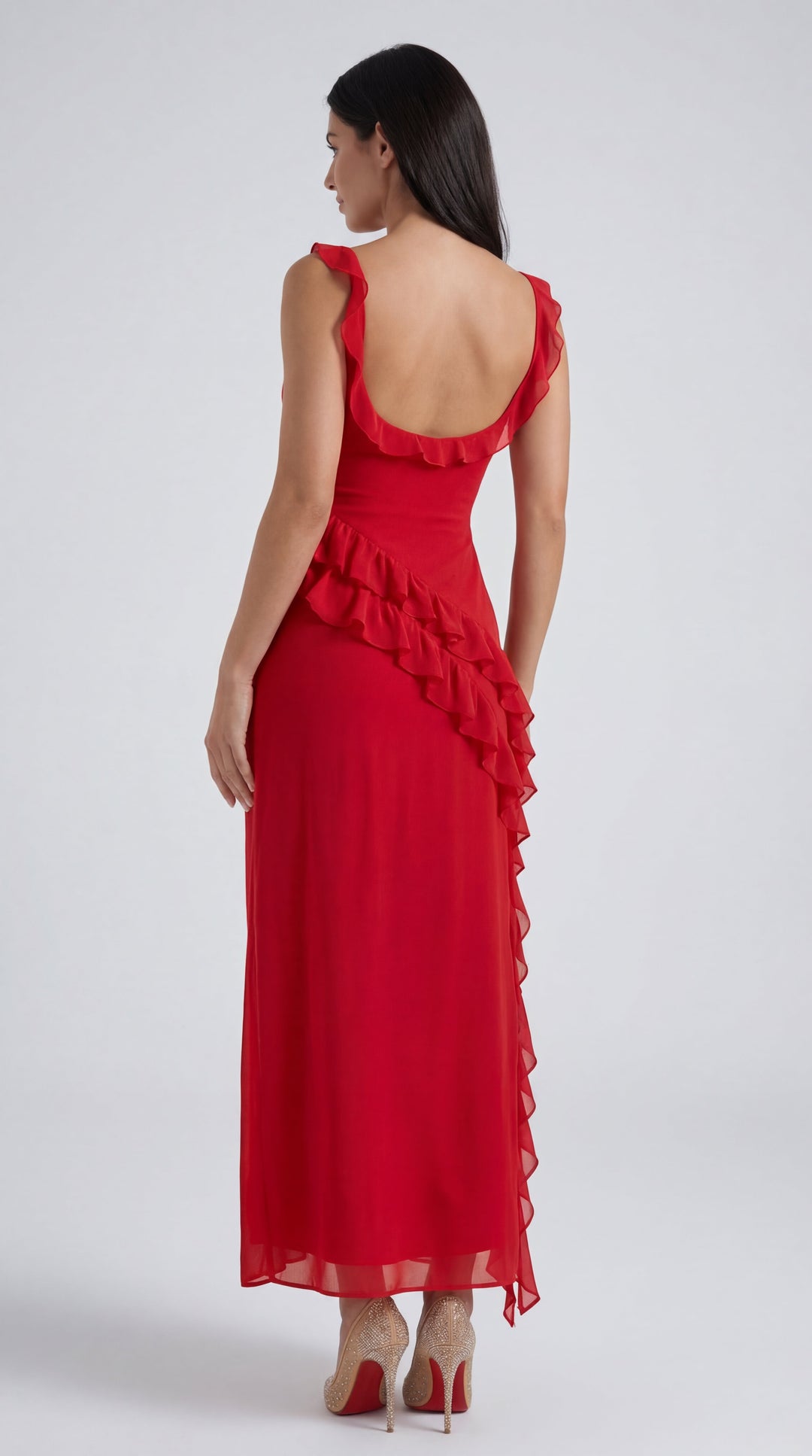 Vestido largo de Susan con volantes