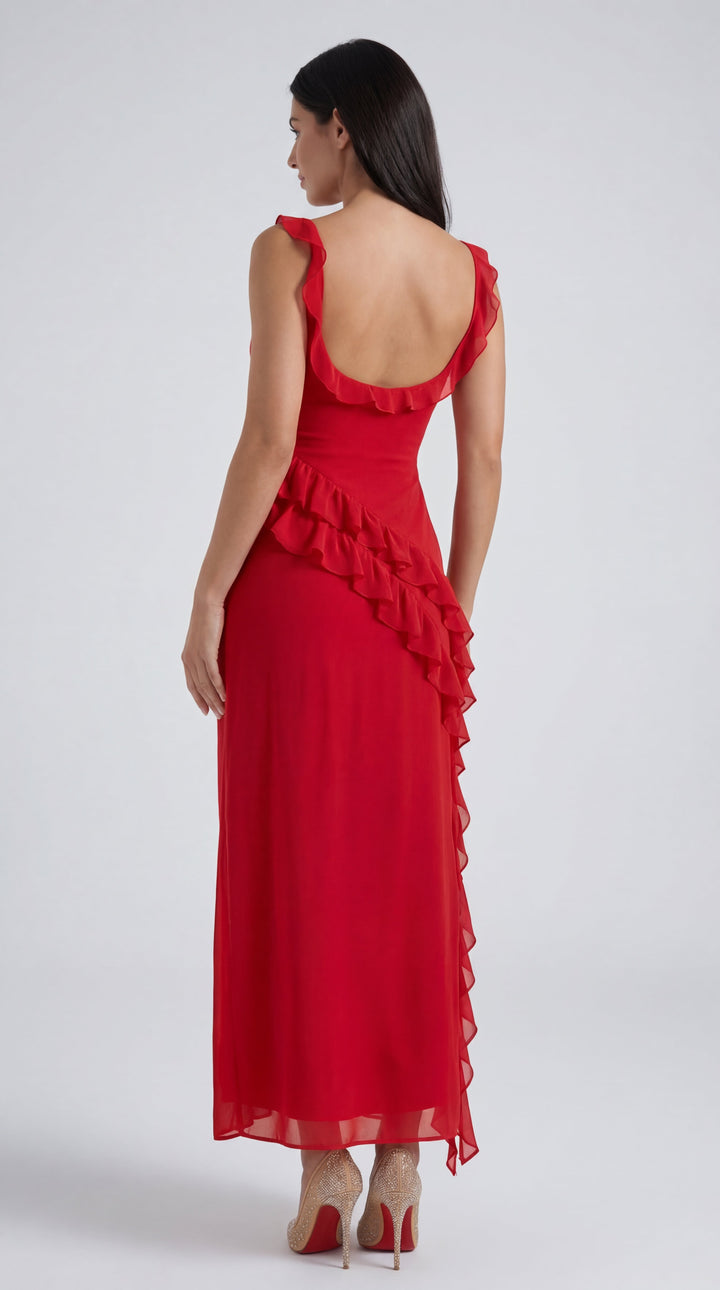 Vestido largo de Susan con volantes