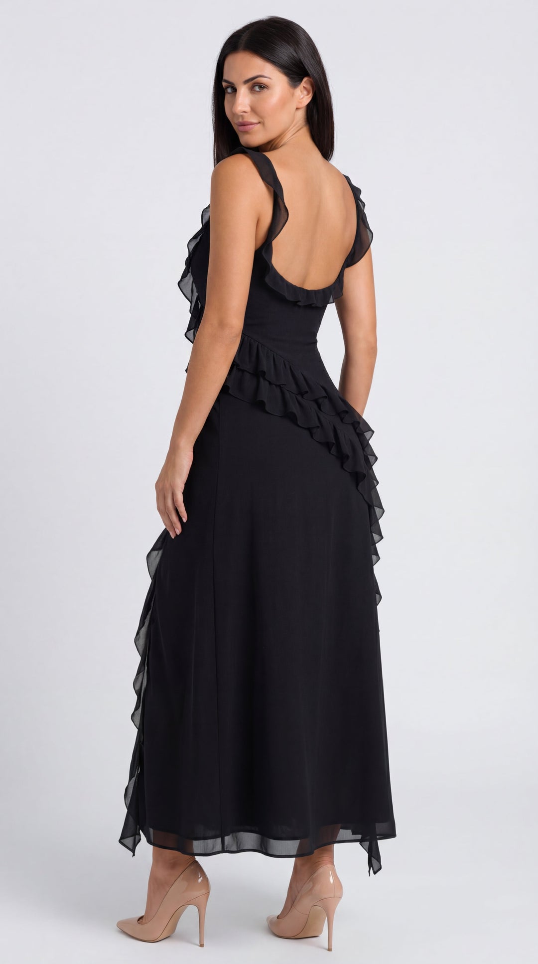 Vestido largo de Susan con volantes