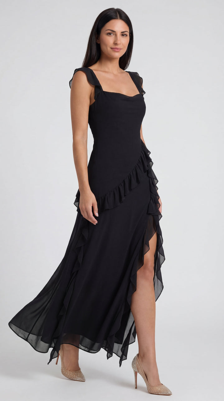 Vestido largo de Susan con volantes