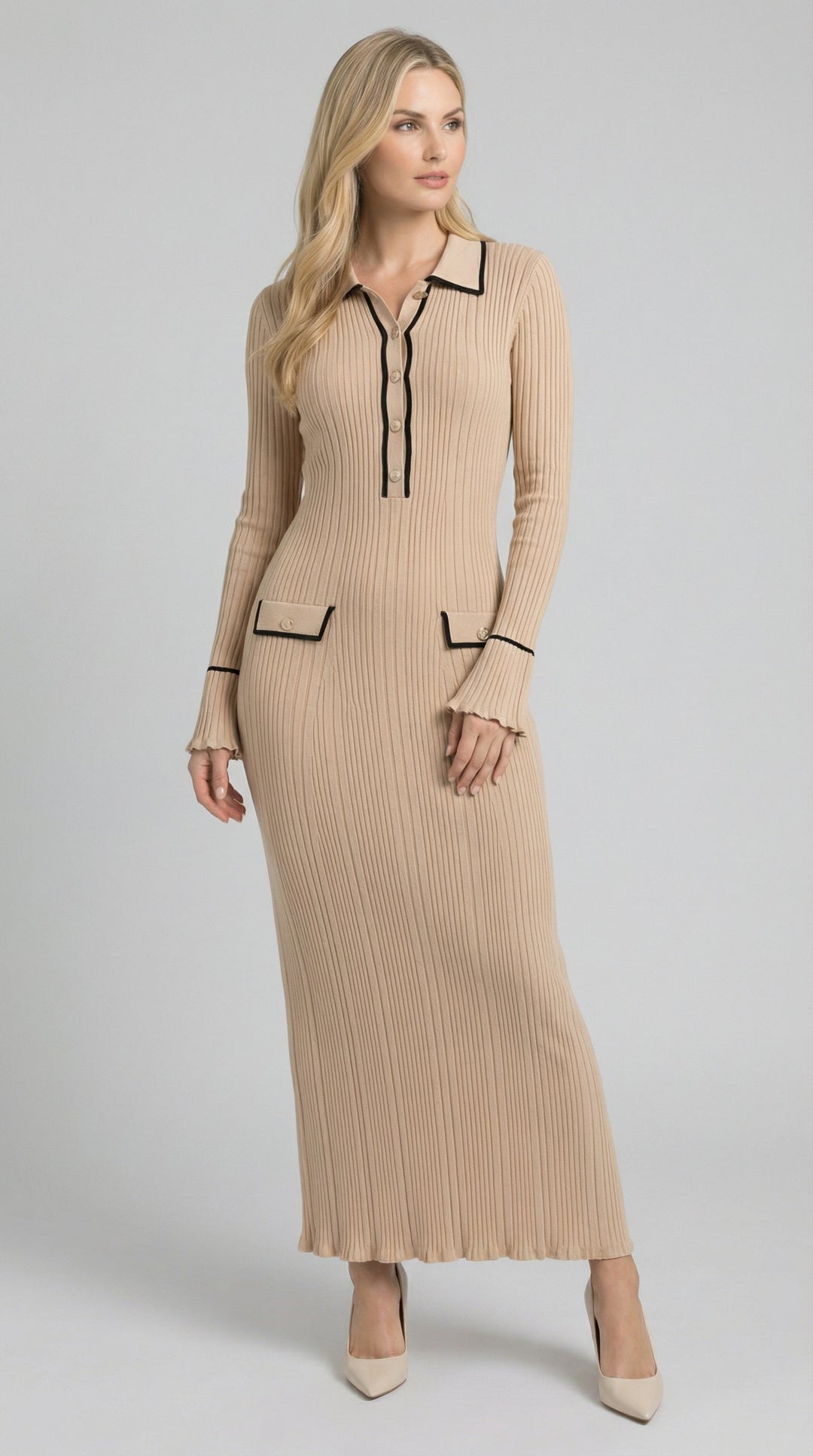 Vestido largo ajustado de punto Josephine