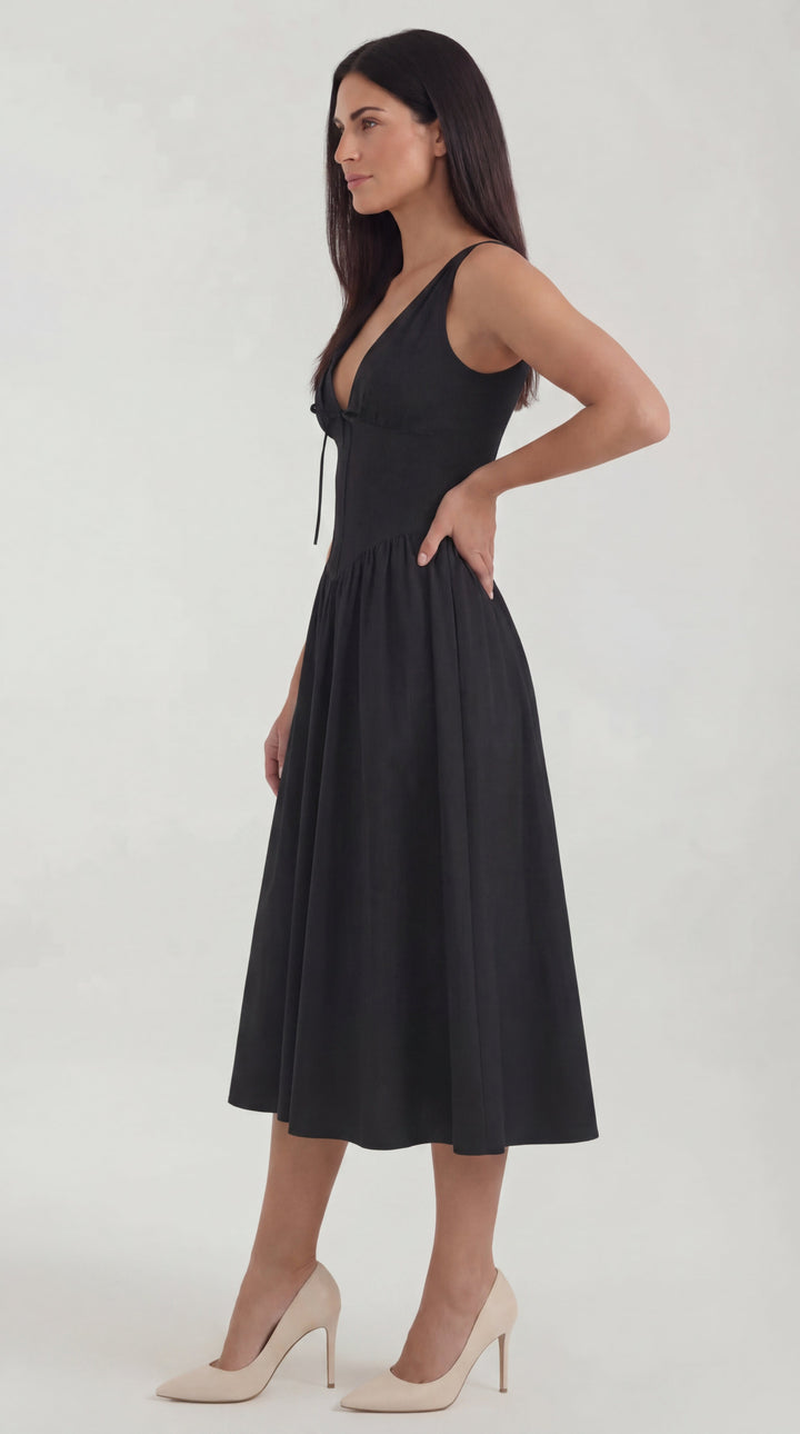 Vestido midi con escote en V Cassiopeia