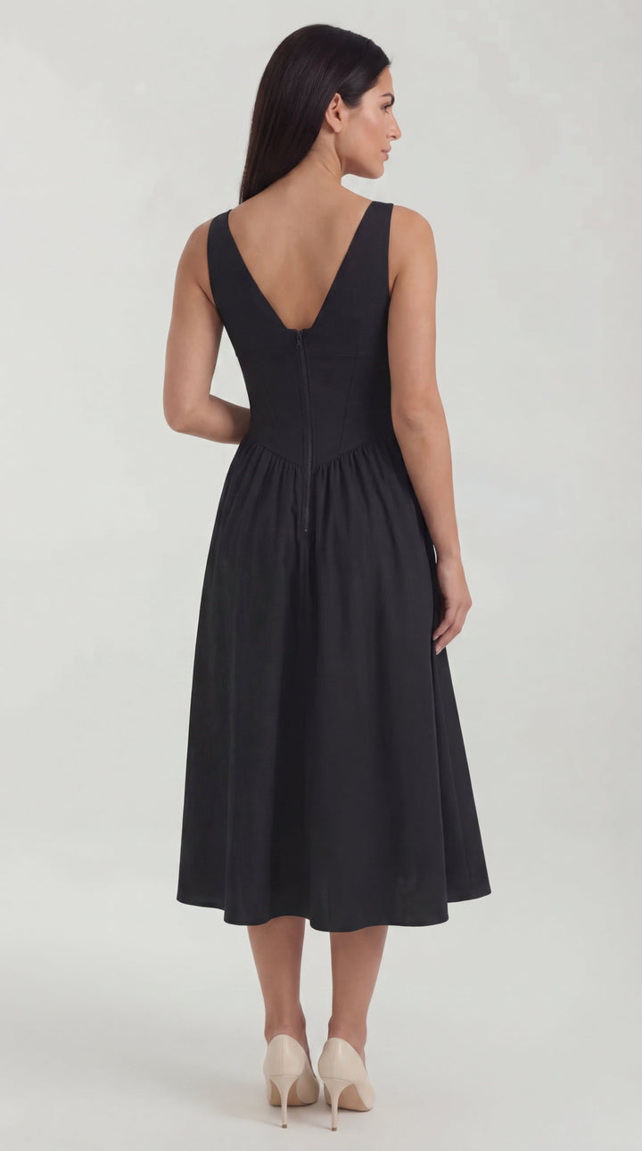 Vestido midi con escote en V Cassiopeia
