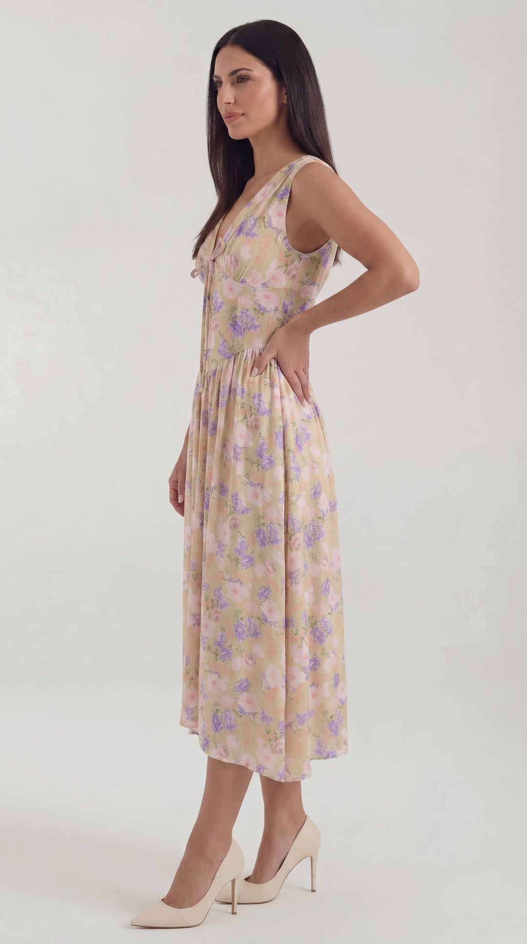 Vestido midi con escote en V Cassiopeia