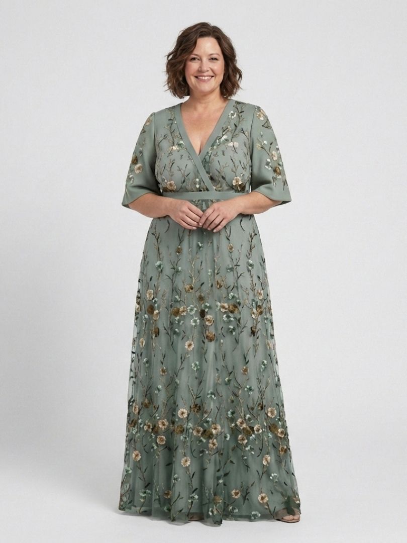 Melodi – Vestido largo de flores con cuello en V