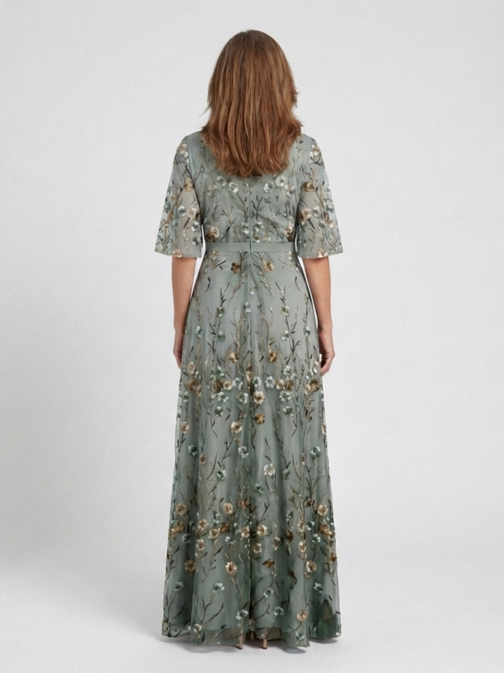 Melodi – Vestido largo de flores con cuello en V