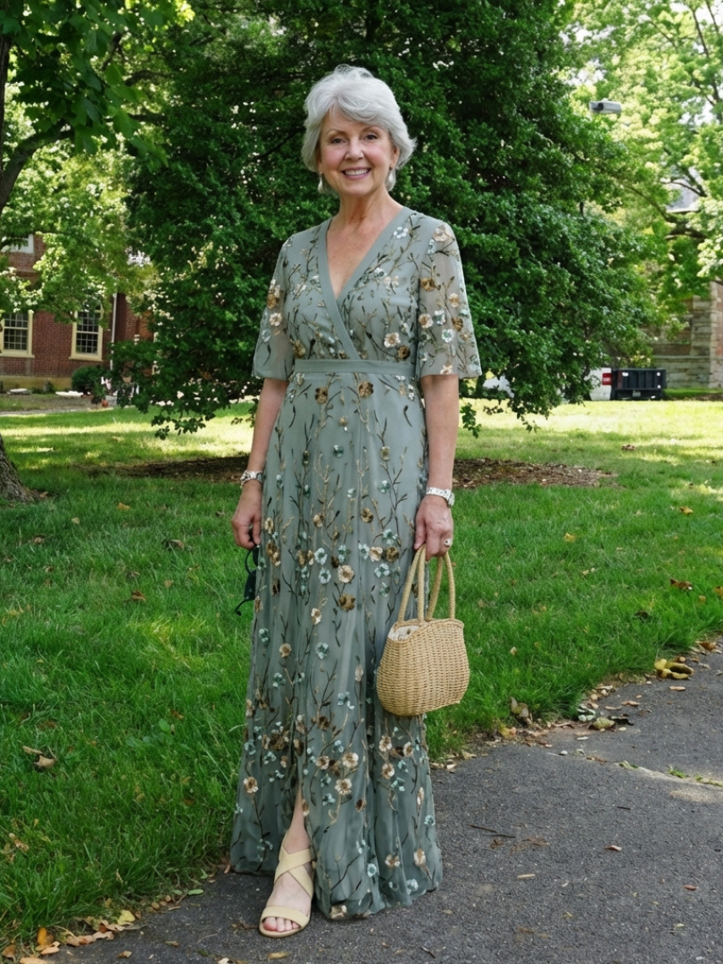 Melodi – Vestido largo de flores con cuello en V