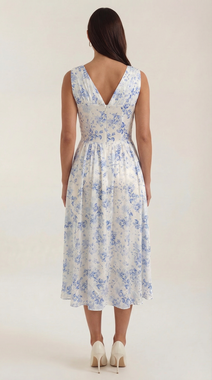 Vestido midi con escote en V Cassiopeia