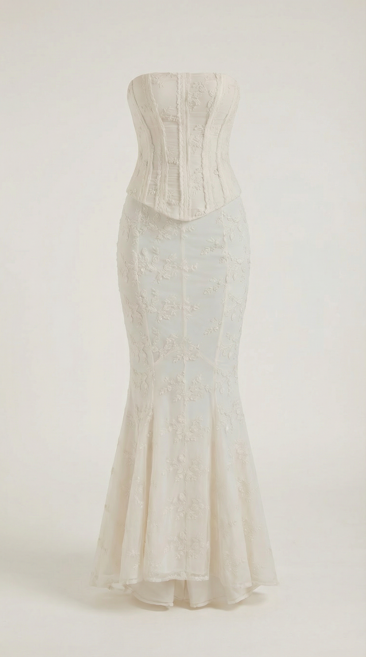Vestido largo de encaje con corsé Anastasia