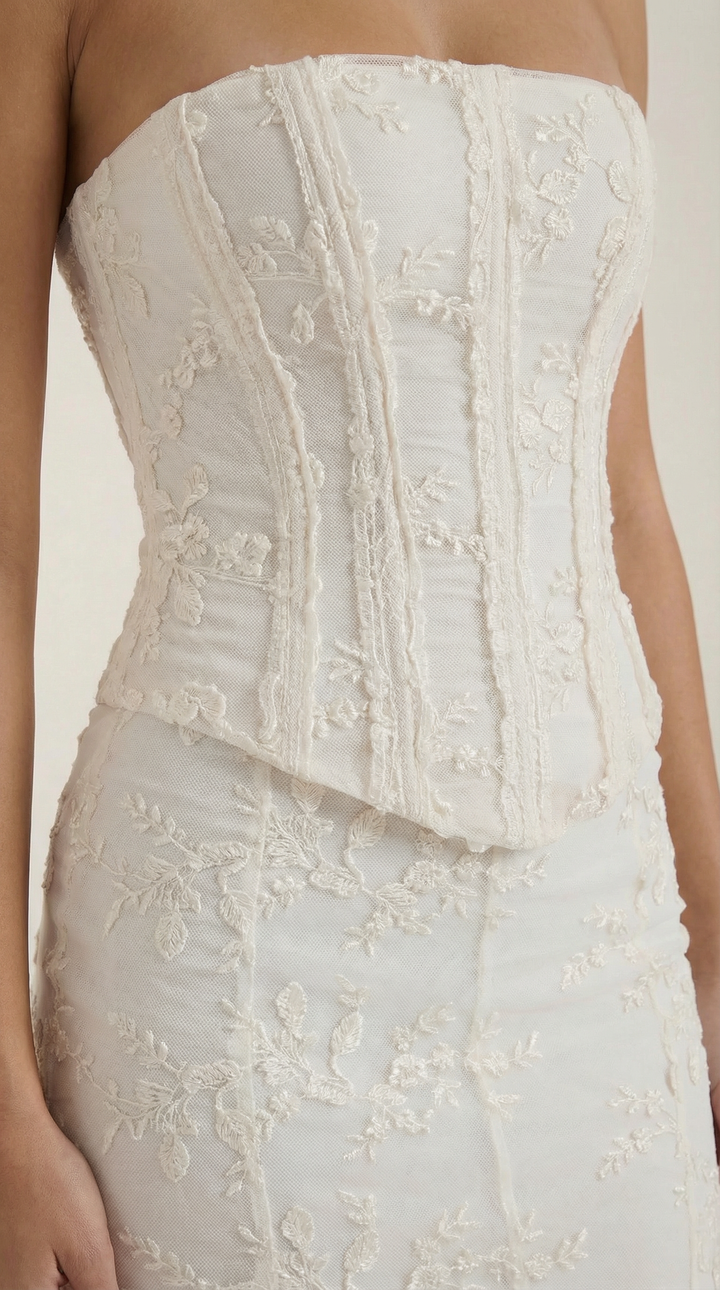 Vestido largo de encaje con corsé Anastasia