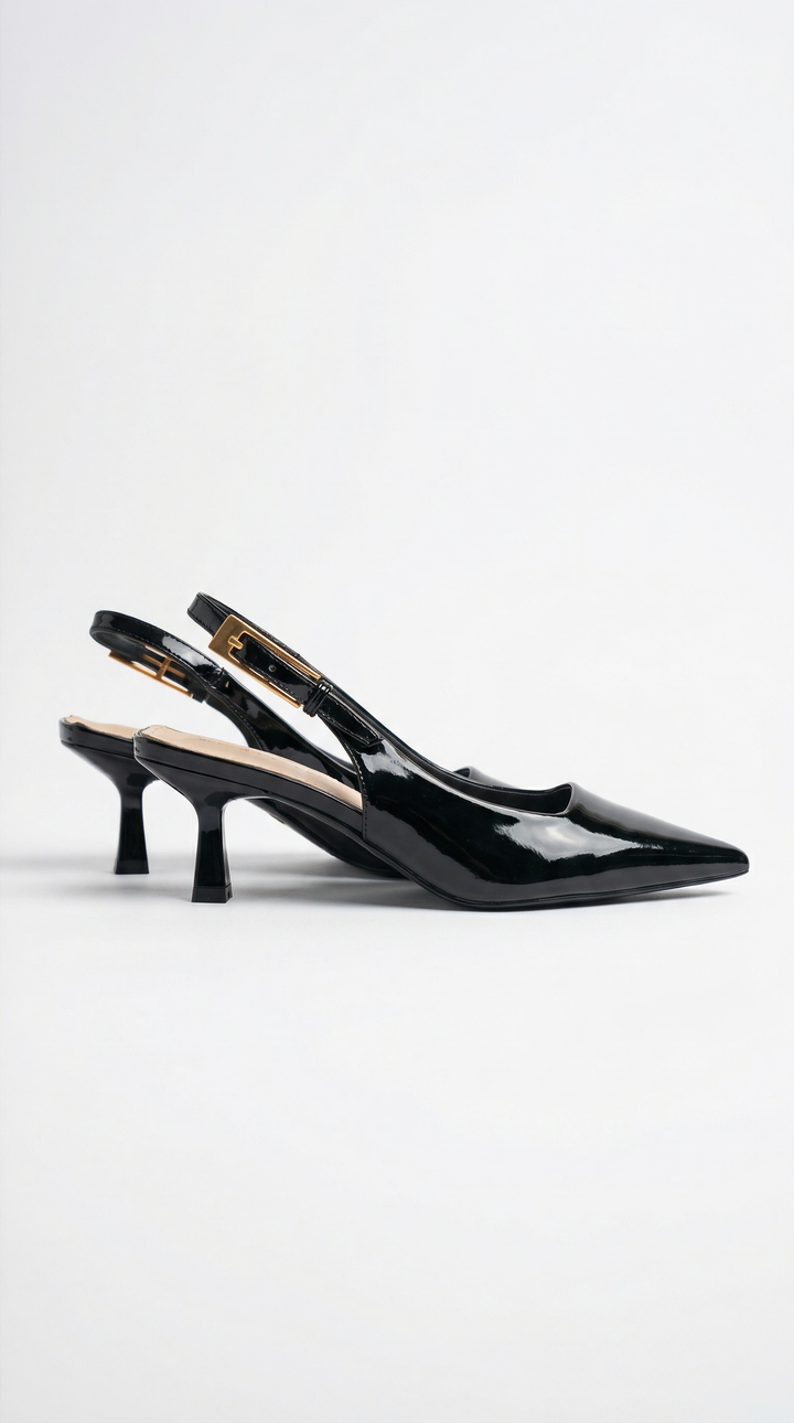 Zapatos de salón Elizabeth con talón bajo y tiras traseras