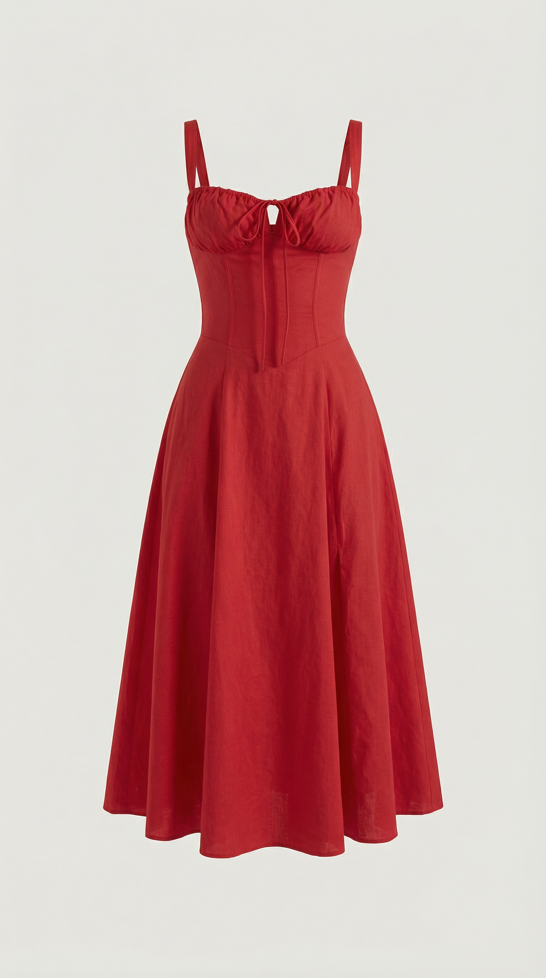 Vestido midi de color jade con cordones
