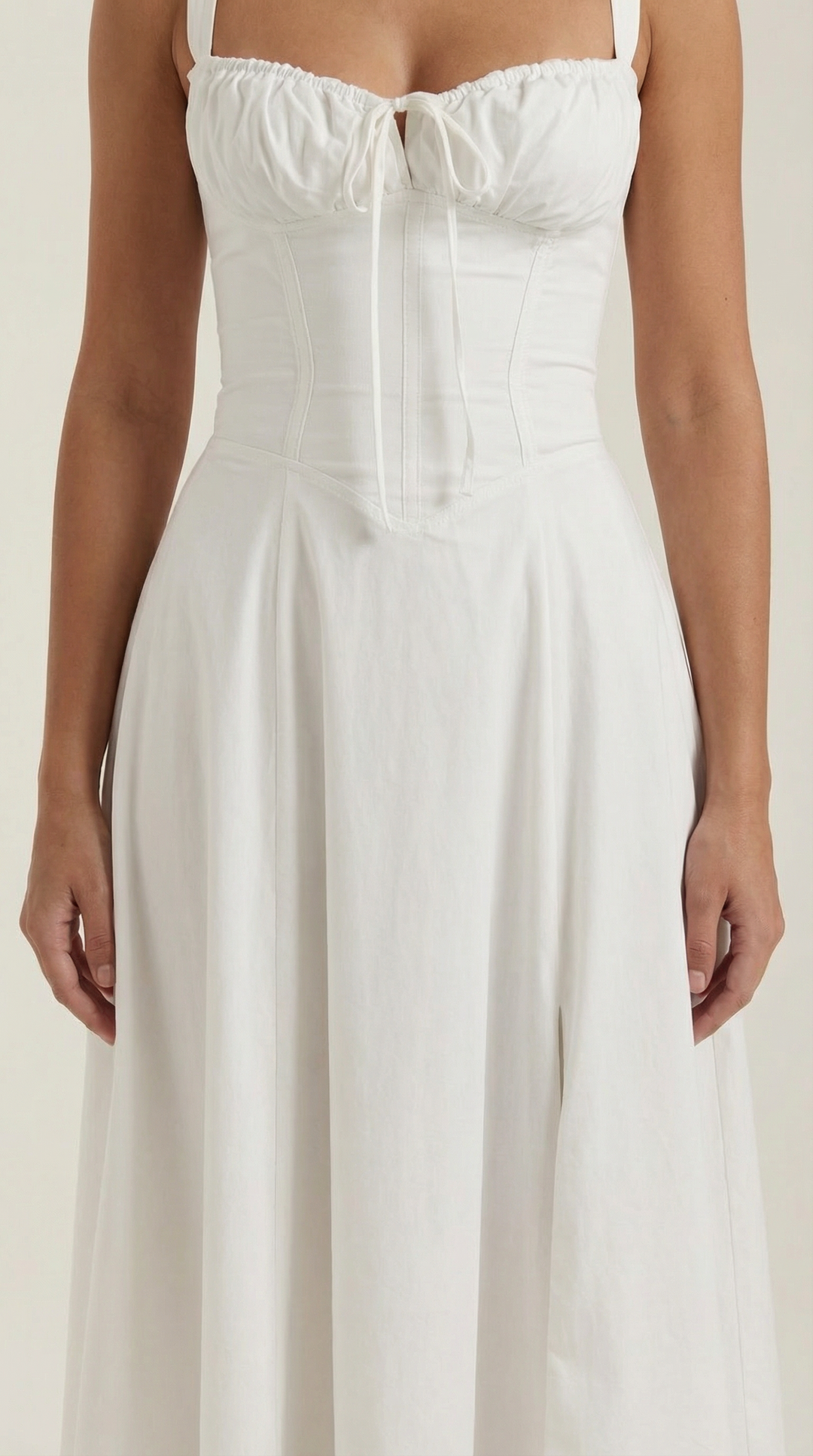 Vestido midi de color jade con cordones