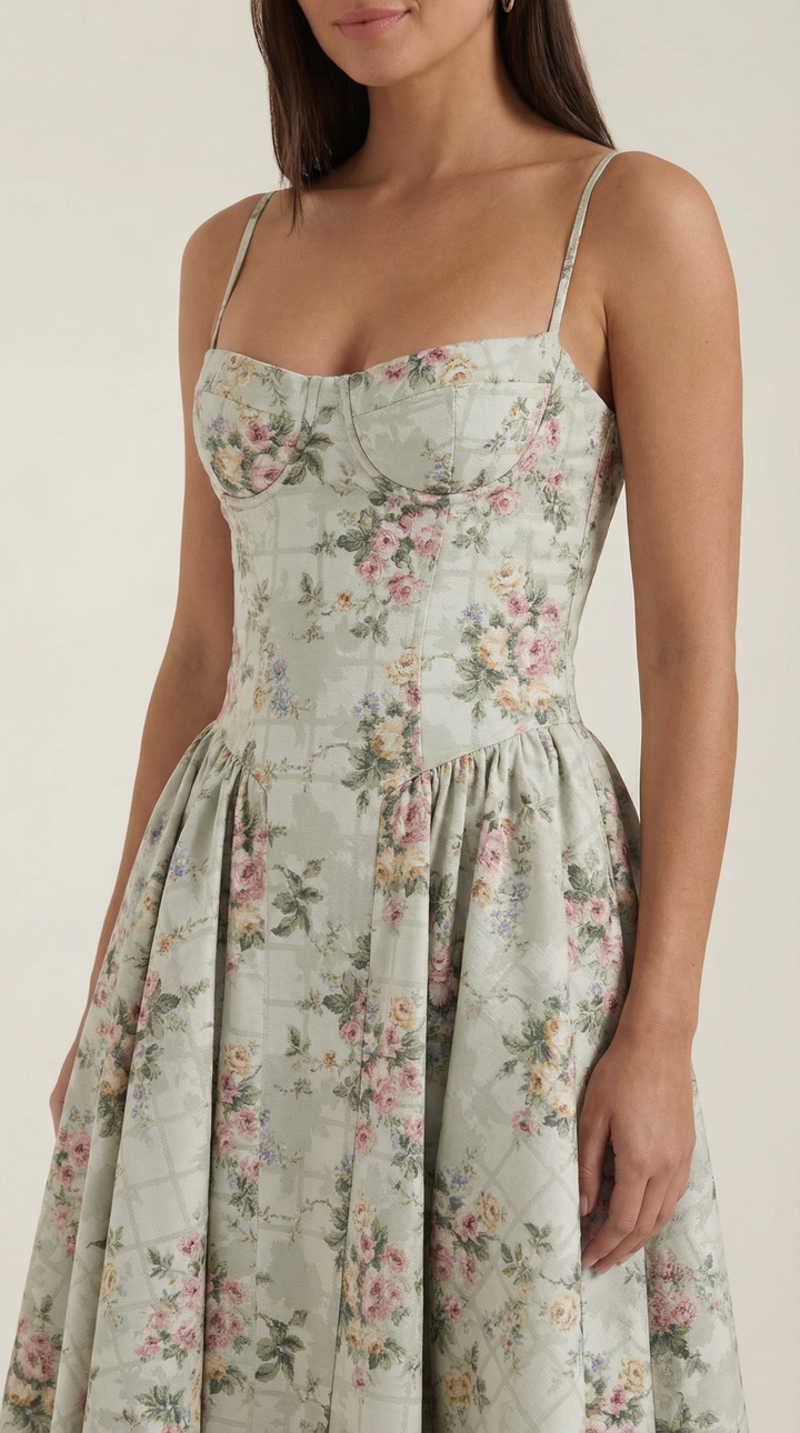 Vestido midi con corsé Odette