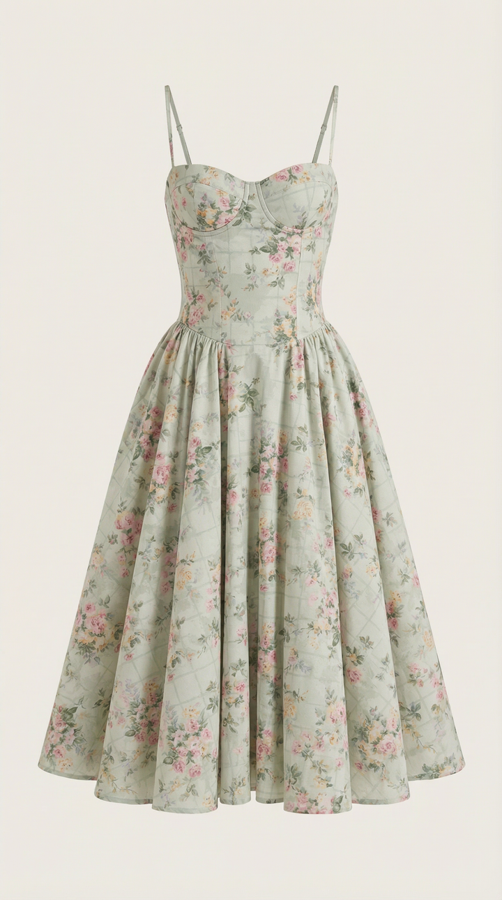 Vestido midi con corsé Odette