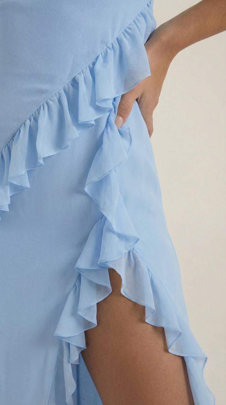 Vestido largo de Susan con volantes