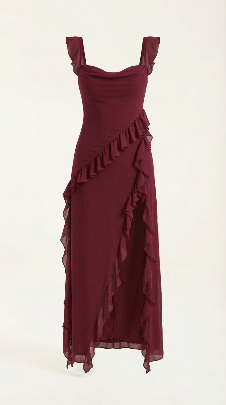 Vestido largo de Susan con volantes