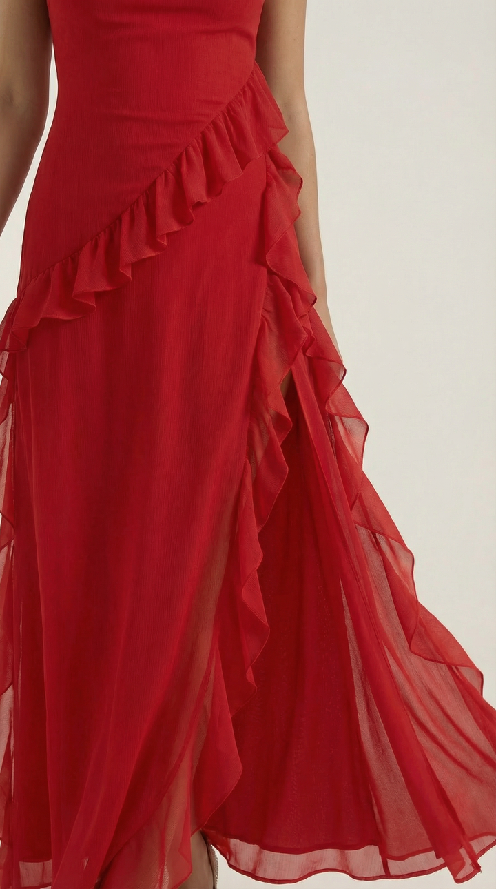 Vestido largo de Susan con volantes